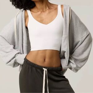 Aerie Offline Real Me Low Key Longline Sports Bra in WHITE